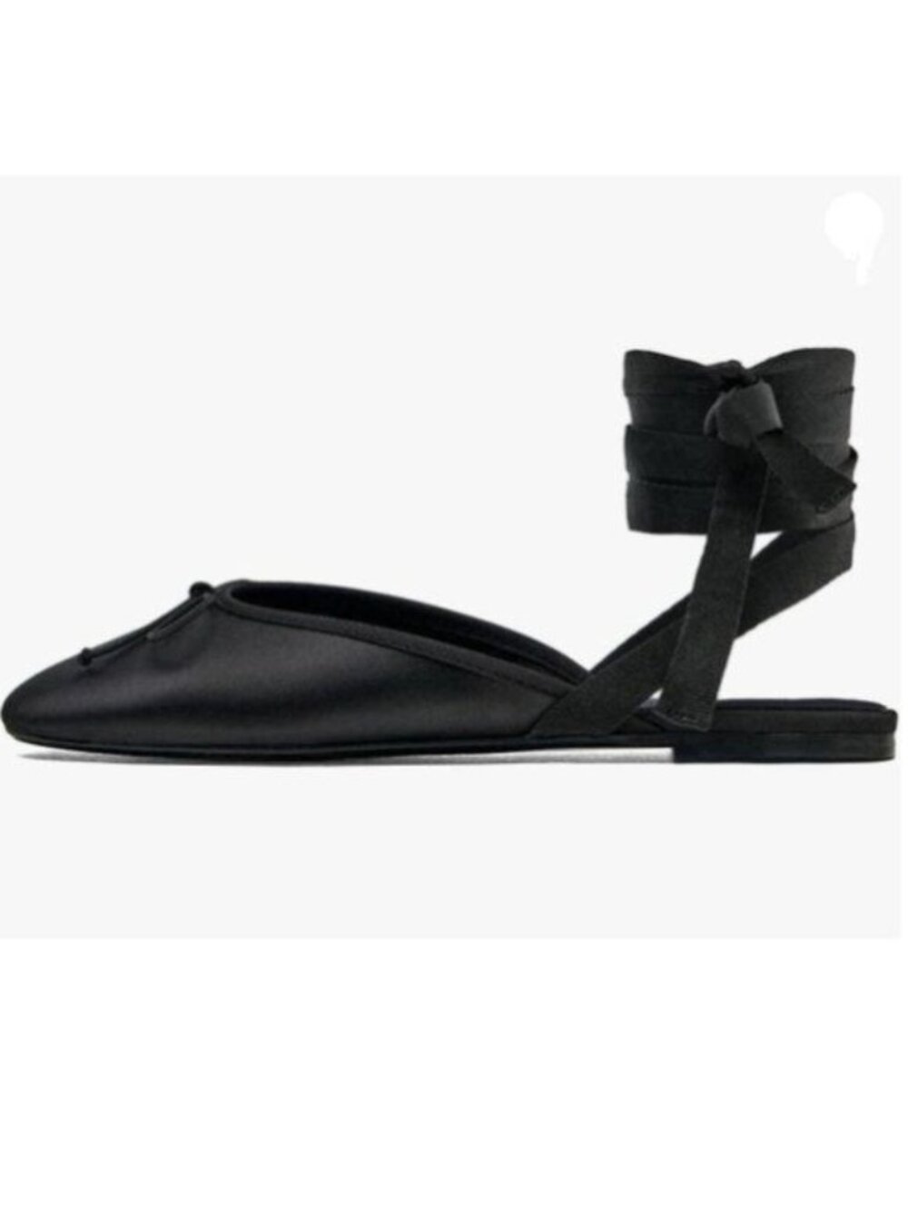 FYS Women's Round Toe Lace Up Flat Mule Comfortable Bowknot Ballet Flat Black